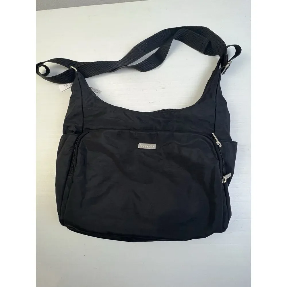 baggallini Shoulder Bag Black Travel Crossbody Organization Wipable Minimalist